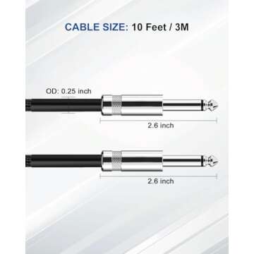 Aqdocvf Guitar Cable Guitar Cord 10ft Guitar AMP Cord for Bass Guitar & Electric Guitar/Keyboard/Man...