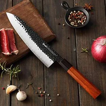 Usuki Gyuto Chef’s Knife, 8 inch Japanese Chef Knife 3 layers 9CR18MOV Clad Steel Japanese Kitchen Knife, Alloy Steel Sushi Knife for Kitchen/Restaurant, Octagonal Handle, Gift Box (Chefs Knife)
