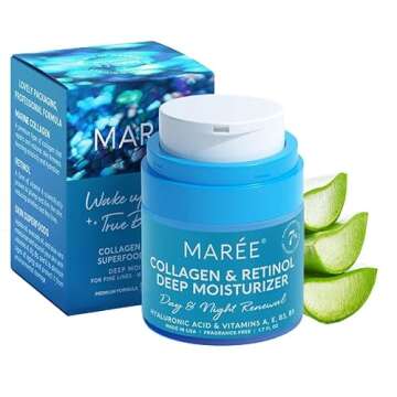 Maree Collagen Cream - Anti-Aging Moisturizer with Hyaluronic Acid and Retinol, Unscented, 1.7 oz
