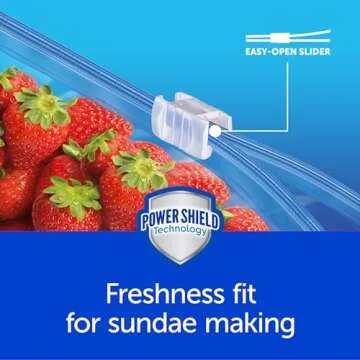 Ziploc Quart Food Storage Freezer Slider Bags, Power Shield Technology for More Durability, 34 Count