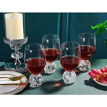 YLNNLC Red Wine Glasses Set - Crystal Ball Base Elegance