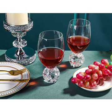 YLNNLC Red Wine Glasses Set - Crystal Ball Base Elegance