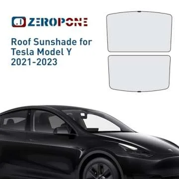 ZeroPone Tesla Model Y Roof Sunshade 2021-2024, Foldable Model Y Sunshade Roof, Tesla Model Y Glass Roof Sunshade, Front & Rear Model Y Sun Shade, Top Windows Sun Shade Windshield and Sunroof