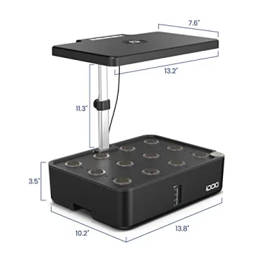 iDOO Hydroponics Growing System Kit 12Pods, Gardening Gifts for Women Mom, Indoor Herb Garden with LED Grow Light, Built-in Fan, Auto-Timer, Adjustable Height Up to 11.3", 12Pods-Black
