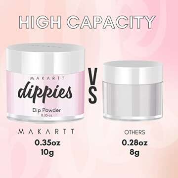 Makartt Dip Powder Kit, 6 Colors Acrylic Powder Set, Dipping Powder Nail Starter Kit with Base Top Coat Activator Brush Saver, French Nail Art DIY Salon Manicure (02)