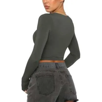 REORIA Women's Long Sleeve Casual Layering Tops - Stylish Comfort