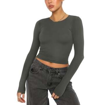 REORIA Women's Long Sleeve Casual Layering Tops - Stylish Comfort