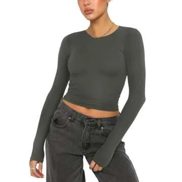 REORIA Women's Long Sleeve Casual Layering Tops - Stylish Comfort