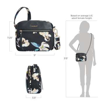 Travelon Anti-Theft Addison Small Crossbody, Midnight Floral