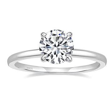 EAMTI 1.5CT Sterling Silver Engagement Ring for Her