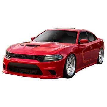 IKON MOTORSPORTS, Front Upper Grille Compatible With 2015-2023 Dodge Charger SRT/Scat Pack, Black PP Factory Grade Plastic Replacement Front Bumper Hood Grill