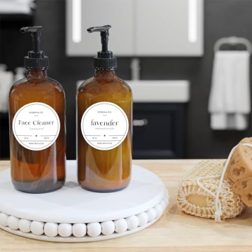 Stylish Cornucopia Amber Glass Bottles with Pumps 2-Pack