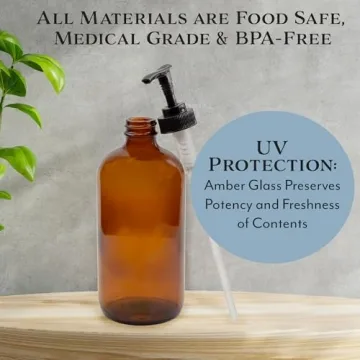 Stylish Cornucopia Amber Glass Bottles with Pumps 2-Pack