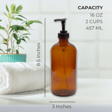 Stylish Cornucopia Amber Glass Bottles with Pumps 2-Pack