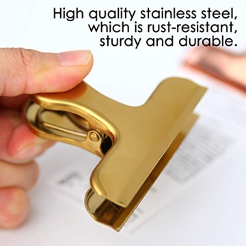 Set of 8 Heavy Duty Gold Stainless Steel Bag Clips