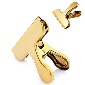 Set of 8 Heavy Duty Gold Stainless Steel Bag Clips