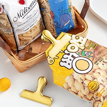 Set of 8 Heavy Duty Gold Stainless Steel Bag Clips