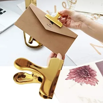 Set of 8 Heavy Duty Gold Stainless Steel Bag Clips