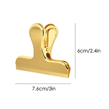 Set of 8 Heavy Duty Gold Stainless Steel Bag Clips