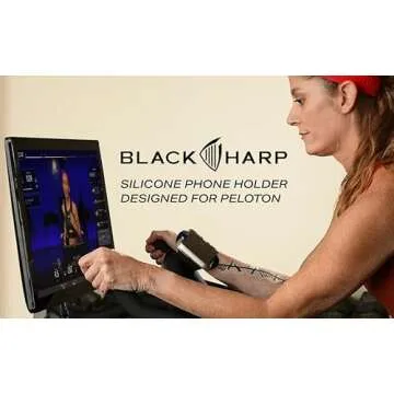 Black Harp Silicone Bike Phone Holder Designed for Peloton and Exercise Bike- Cell Phone Mount for Stationary Exercise Bike Accessories