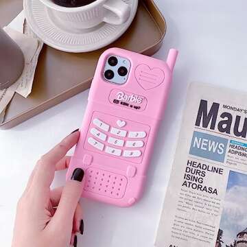 AUCAN Cute Cartoon Case for iPhone 11 6.1", Pink Kawaii Retro Cover, Shockproof Retro Cellular Phone Case for Girls Women