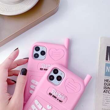 AUCAN Cute Cartoon Case for iPhone 11 6.1", Pink Kawaii Retro Cover, Shockproof Retro Cellular Phone Case for Girls Women