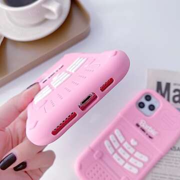 AUCAN Cute Cartoon Case for iPhone 11 6.1", Pink Kawaii Retro Cover, Shockproof Retro Cellular Phone Case for Girls Women