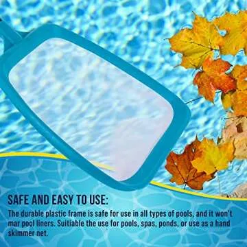 U.S. Pool Supply Swimming Pool 6 Foot Leaf Skimmer Net with 4 Deluxe Aluminum Pole Sections - Ultra Fine Mesh Netting, Clean and Remove The Finest Debris Fast - Pool, Spa, Pond Cleaning Maintenance