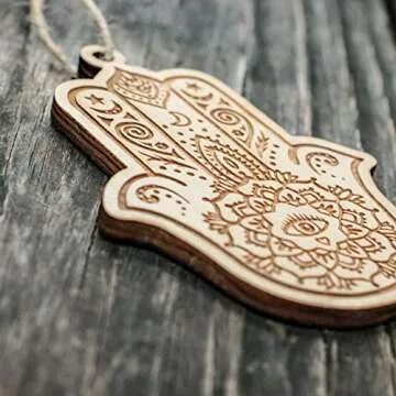 Hamsa Hand Ornament - Raw Wood - Unique Holiday Gift