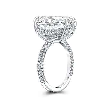 RODIFFY 7CT Elongated Cushion Cut Promise Ring,Simulated Diamond 925 Silver Engagement Ring(6)