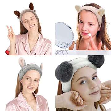 AHONEY Cute Animals Ears Headbands for Skincare Fun