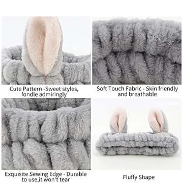 AHONEY Cute Animals Ears Headbands for Skincare Fun