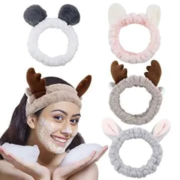 AHONEY Cute Animals Ears Headbands for Skincare Fun
