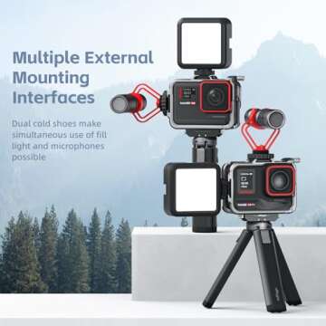 Rszfnjxry 360 Ace Series Aluminum Frame Cage with Lens Silicone Case for Insta360 Ace Pro 2 /Ace Pro...