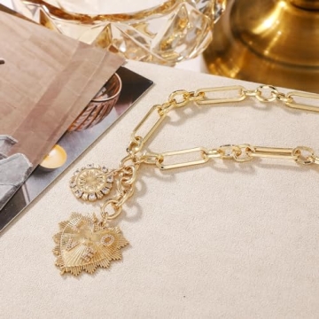 Sun Heart Charm Choker Necklace - 18k Gold Plated Jewelry