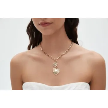 Sun Heart Charm Choker Necklace - 18k Gold Plated Jewelry