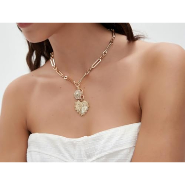 Sun Heart Charm Choker Necklace - 18k Gold Plated Jewelry