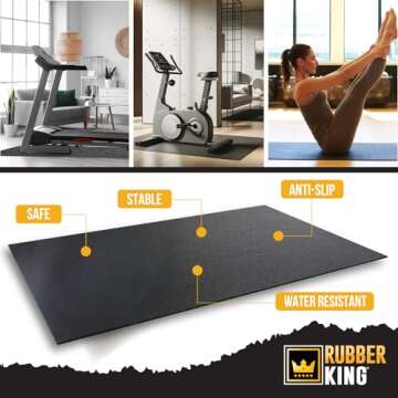 Rubber King Multi-Purpose Exercise Mat - 3' x 6' x 5mm - 100% Recycled Thick Rubber Mat for Home Gym...