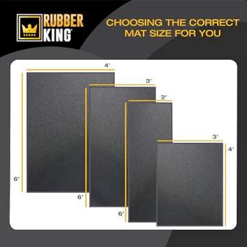 Rubber King Multi-Purpose Exercise Mat - 3' x 6' x 5mm - 100% Recycled Thick Rubber Mat for Home Gym Flooring, Non-Slip, Low-Odor Durable Workout Mat for Indoor/Outdoor, Shoe-Friendly - Black