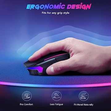 Redragon Gaming Mouse, Wireless Mouse Gaming with 8000 DPI, PC Gaming Mice with Fire Button, RGB Backlit Programmable Ergonomic Mouse Gamer, Rechargeable, 70Hrs for Windows, Mac Gamer, Black