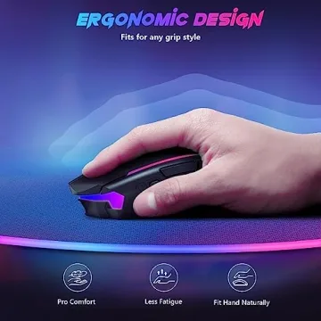 Redragon Gaming Mouse, Wireless Mouse Gaming with 8000 DPI, PC Gaming Mice with Fire Button, RGB Backlit Programmable Ergonomic Mouse Gamer, Rechargeable, 70Hrs for Windows, Mac Gamer, Black