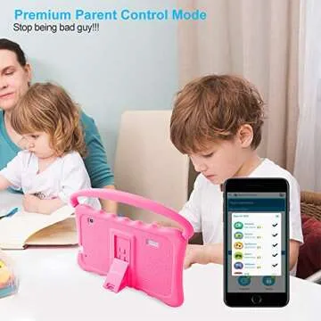 Kids Tablet 7 inch Toddler Tablet for Kids Edition Tablet with WiFi Dual Camera Children’s Tablet for Toddlers 32GB Android with Parental Controls Shockproof Case Tablet for kids ages 3-14（Roser)
