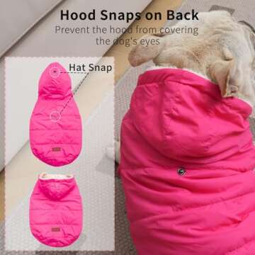 Vecomfy Fleece Lining Extra Warm Dog Hoodie for Small Dogs - Pink M