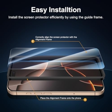 NEW'C 3-Pack Tempered Glass Screen Protectors for iPhone 17/16 Pro