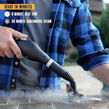 McCulloch MC1275 Heavy-Duty Steam Cleaner with 18 Accessories, Extra-Long Power Cord, Chemical-Free Pressurized Cleaning for Most Floors, Counters, Appliances, Windows, Autos, and More, Yellow/Grey