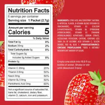 PeakH20 Electrolytes Powder Hydration Packets | Strawberry | Sugar Free Water Flavor Packets for Workout Recovery