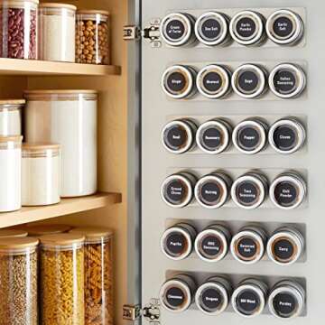 Magnetic Spice Jars Set with Labels for Easy Organization