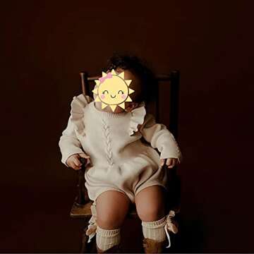 Fall Baby Outfits Baby Sweater Romper Infant Toddler Sweater Dress Photoshoot Outfit Knit Ruffle Long Sleeve Autumn Winter Clothes Newborn Coming Home 1st Birthday Knitted Outwear Apricot 3-6 Months