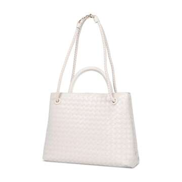Trendy Vegan Leather Woven Tote Bag for Women