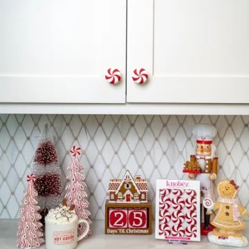 Knobēz: Decorative Knob Covers - Red Peppermint - 12pk - Stretch Over Hardware Decorations, Holiday...